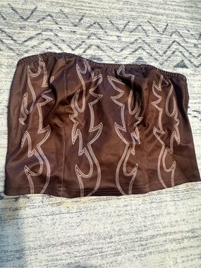 Brown Strapless Western Top